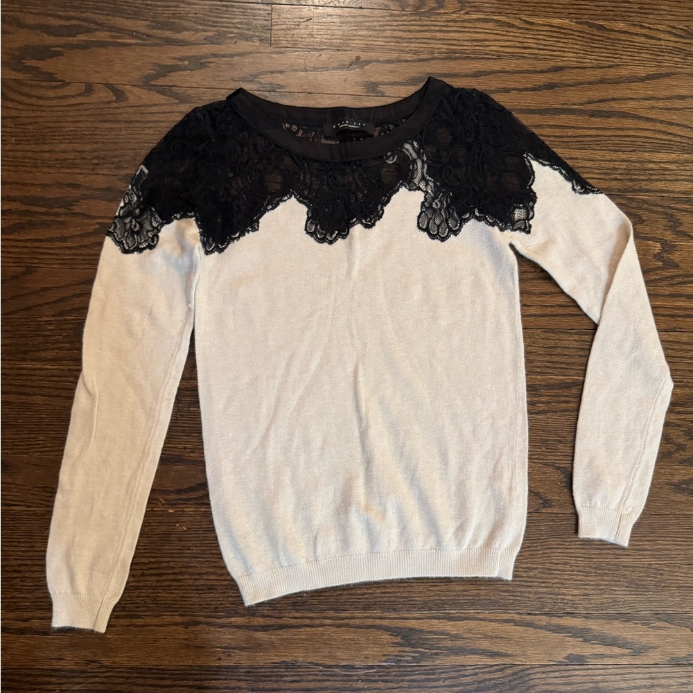Twin Set Simona Barbieri Chic Wool Blend Lace Sweater, Size S, Worn Once
